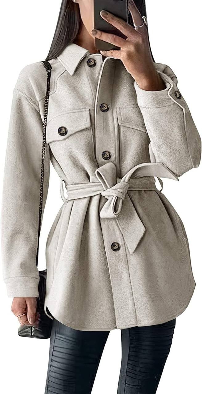 PRETTYGARDEN Women's 2023 Fashion Winter Trench Coats Lapel Button Down Peacoat Belted Outwear Casual Jackets