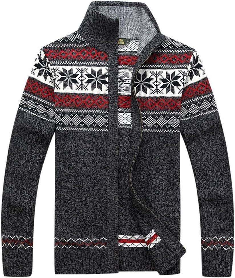 Kedera Men's Cardigan Sweaters Stand Collar Cable Thick Knitted Full Zip Sweater with Pattern