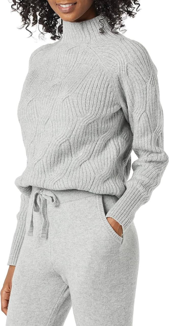 Essentials Women's Soft Touch Funnel Neck Cable Sweater