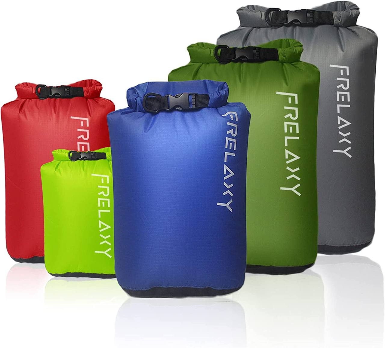 Frelaxy Dry Sack 3-Pack/5-Pack, Ultralight Dry Bags, Outdoor Sacks Keep Gear Dry for Hiking, Backpacking, Kayaking, Camping, Swimming, Boating