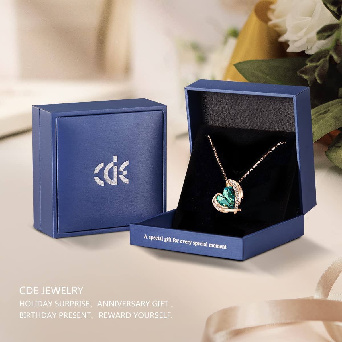 CDE Love Heart Pendant Necklaces for Women Silver Tone Rose Gold Tone Crystals Birthstone Christmas Jewelry Gifts for Women Mother's Day