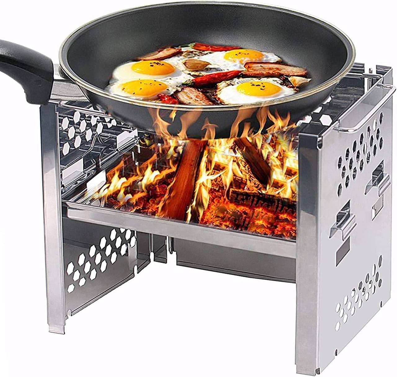 Unigear Wood Burning Camp Stoves Picnic BBQ Cooker/Potable Folding Stainless Steel Backpacking Stove