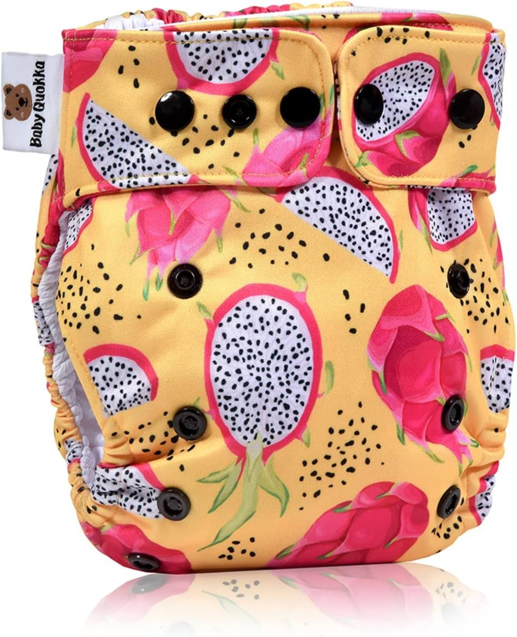 One Size Dragon Fruit Pocket Diaper: Handmade Reusable Birth to Potty Toddler Boy or Girl Water Resistant Cloth Diaper with 1 Bamboo Inserts, Baby QUOKKA ?