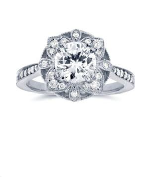 Kobelli Antique Style Floral Diamond Engagement Ring 1 1/4 CTW in 14k White Gol