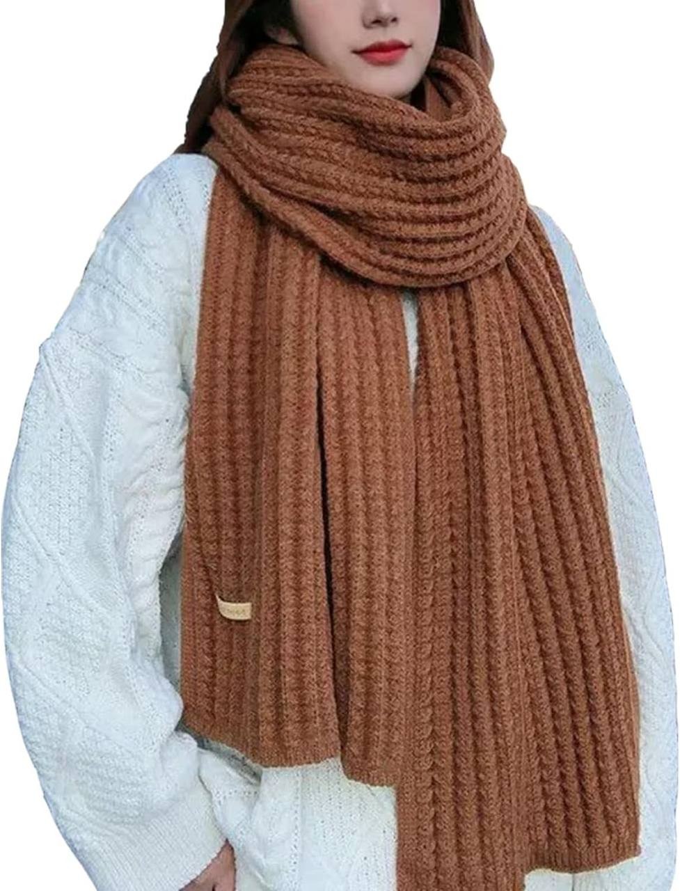LC&QS Women's Warm Scarf,Rich Solid Colors Winter Scarves ，Super Soft Scarf for Women Winter，Cold Weather Accessories(White)