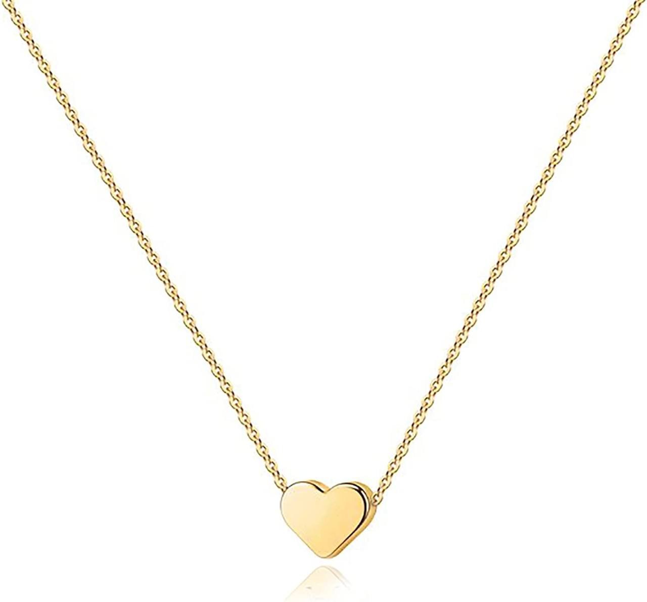 PAVOI 14K Gold Plated Cubic Zirconia Heart Necklace | Cute Dainty Love Pendant Necklaces for Women