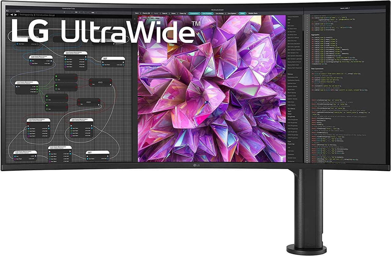 LG 38WQ88C-W 38 Inch Curved 21:9 UltraWide QHD+ (3840 x 1600) IPS Monitor, DCI-P3 95% Color Gamut, HDR10, USB Type-C, AMD FreeSync, Built in Speakers, Ergo Stand