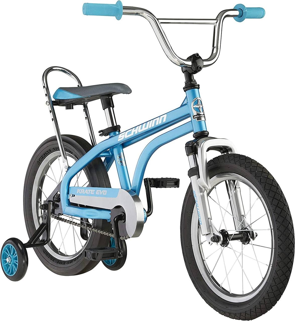 Schwinn Krate Evo Classic Kids Bike, 16-Inch Wheels, Boys and Girls Ages 3-5 Years, Removable Training Wheels, Coaster Brakes, Multiple Colors