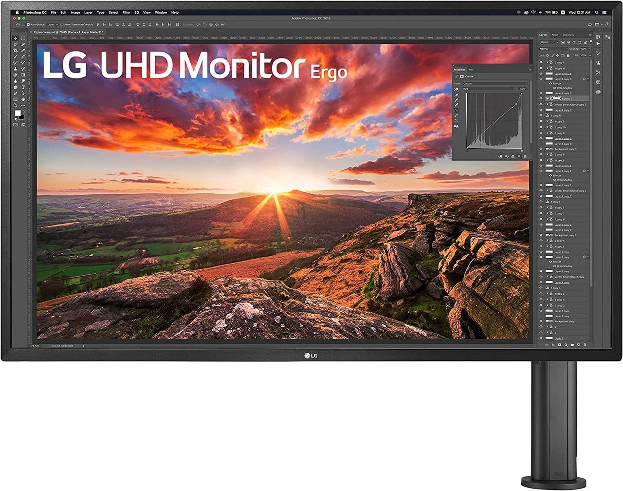LG 32UK580-B 32" UHD 4K VA Monitor with Ergo Stand and DCI-P3 95% (Typ.) Color Gamut, HDR10 Compatibility and 5W (x 2) Built-in Speakers – Black