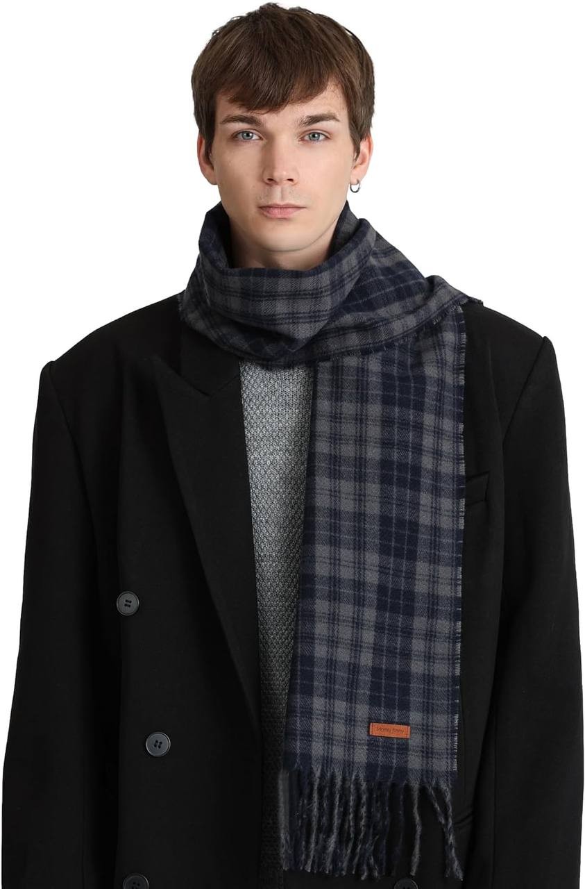 Momo Jimmy Recycled Buttery-soft Cashmere Feel Winter Scarf For Women Men Plaid Pattern With Gift Box