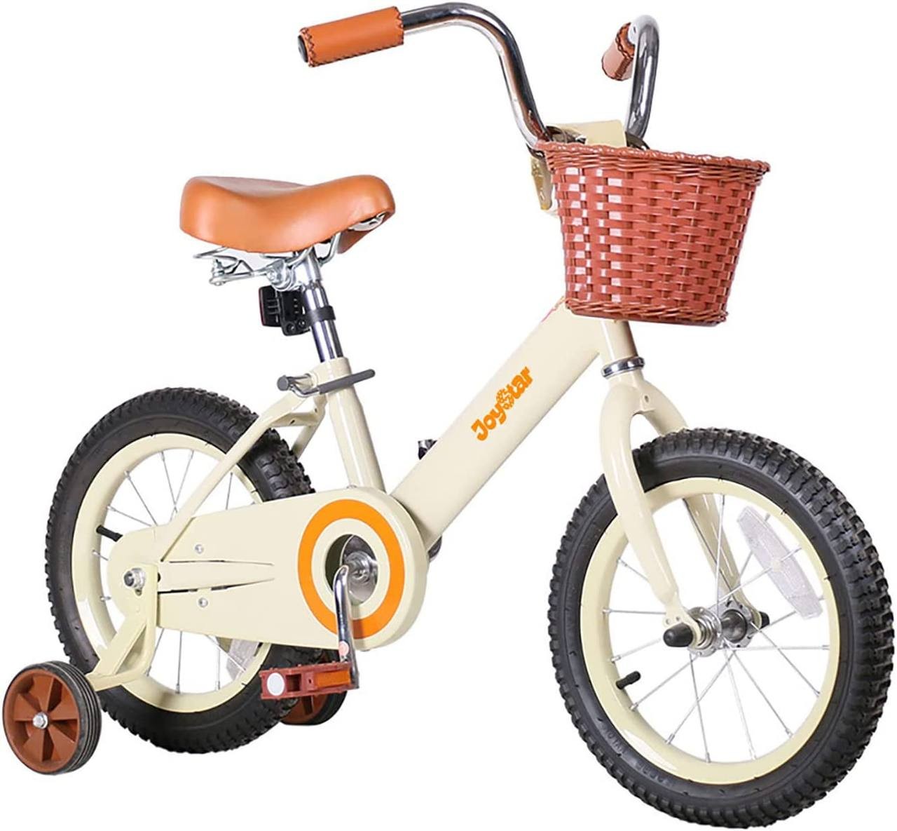 JOYSTAR Vintage 12 & 14 & 16 Kids Bike with Basket & Training Wheels for 2-7 Years Old Girls & Boys (Green, Beige & Pink)