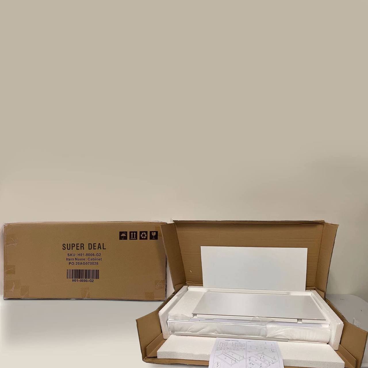 SUPER DEAL Modern Bathroom Floor Storage Cabinet with Adjustable Shelf and Double Door Rust Proof， Living Room Modern Home Furniture Storage Organizer Cabinet