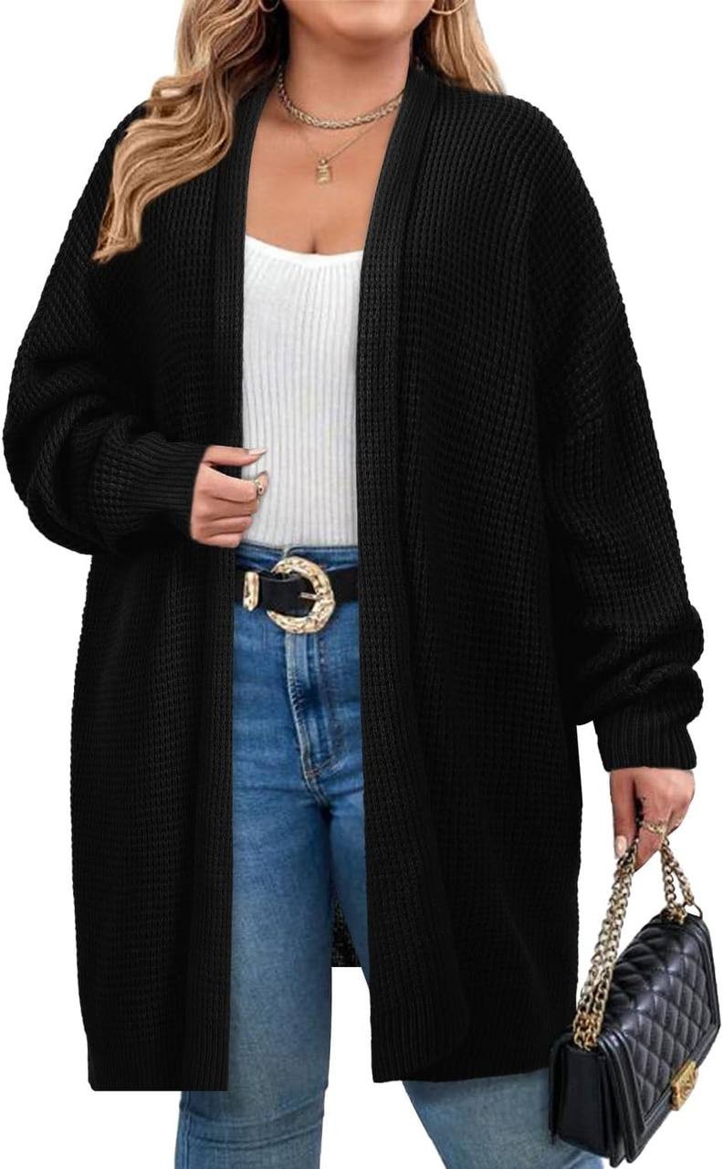 Oversized Cardigan Sweaters for Women Open Front Waffle Knit Chunky Sweater Long Sleeve Winter Coat Loose Outwear One Size