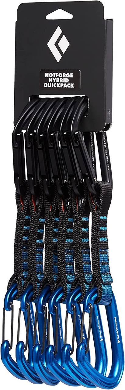 Black Diamond Hotforge Hybrid Draw Carabiner Quickpack 12cm (6 Pack), Hotforge Keylock (top) and Hotwire Wiregate (Bottom)