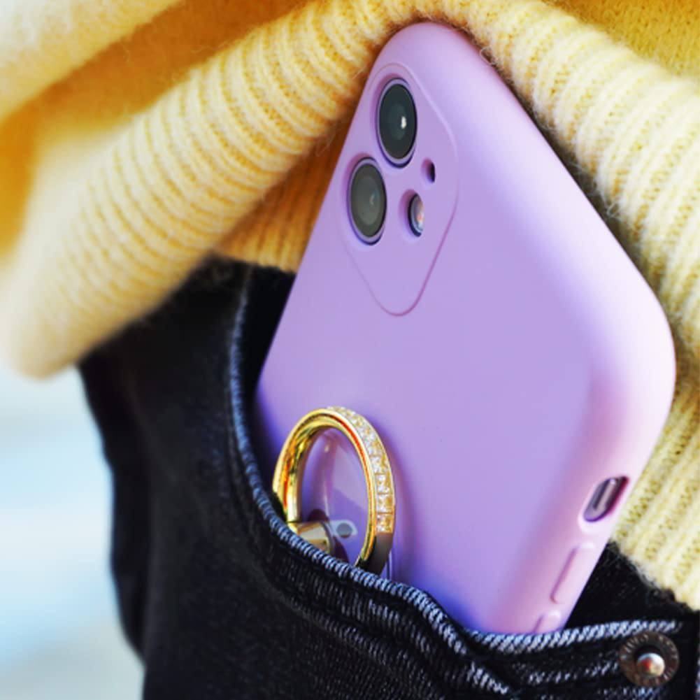 Transparent Phone Ring Holder 2 Pcs, Jsoerpay Clear Cell Phone Ring Holder with Diamond, Finger Grip 360°Rotation Compatible with Most of The Phones, Tablet and Case (Black)